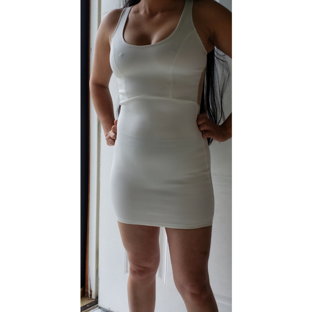 White Bodycon dress with illusion back